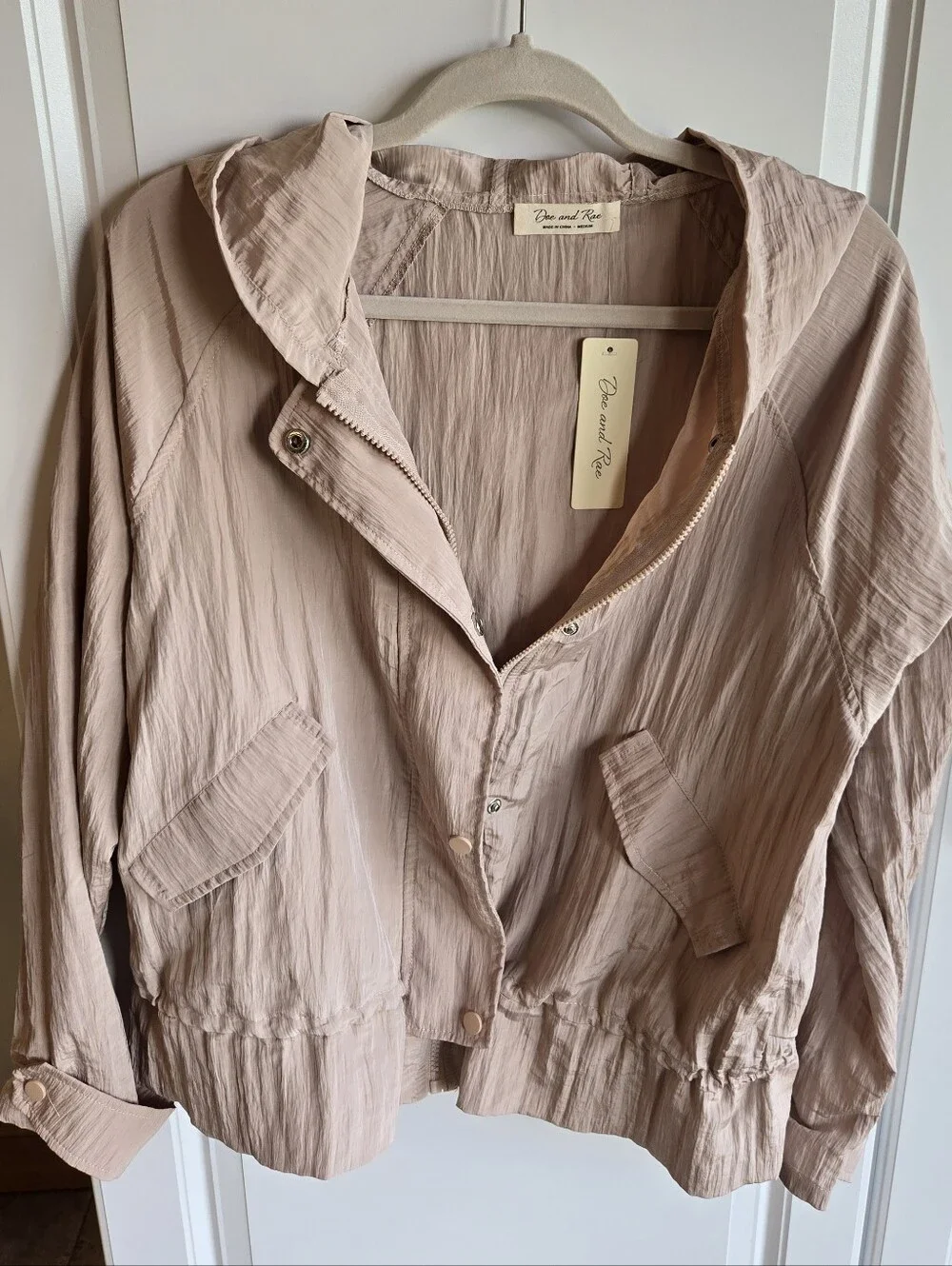 Women's Light Pink Hooded Jacket